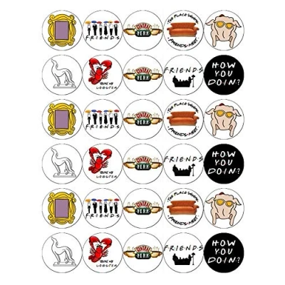 Bild av 30 vänner TV program cupcake toppers ätbara kakor papper fe tårtdekorationer födelsedagstårtor