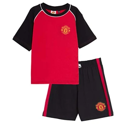 Bild av Manchester United FC kort pyjamas pojkar premierskap fotbollsklubb kit shortie shorts + t shirt set, Röd, 9 10 År