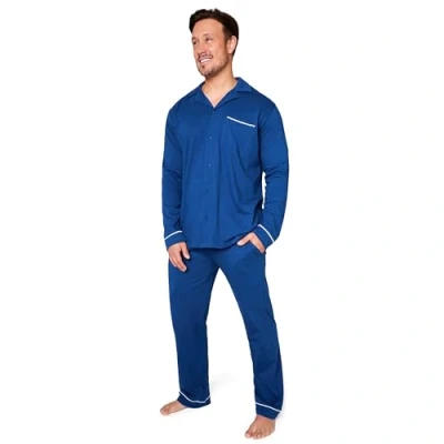 Bild av CityComfort Pyjamasset för män klassisk Button Down nattkläder långärmad och underdel pyjamas mysig vardagskläder M 3XL presenter till honom, BLÅ, L