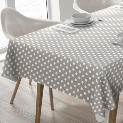 Bild av Home Direct rektangulär vaxduk PVC avtorkningsbar bordsduk bordsskydd 140 cm x 200 55 78 prickig beige grå