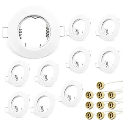 Bild av KYOTECH infälld spotlight ram GU10 set, infällda spotlights rund vit, för halogenlampor LED modul MR16, inkl. sockel 230 V set om 10