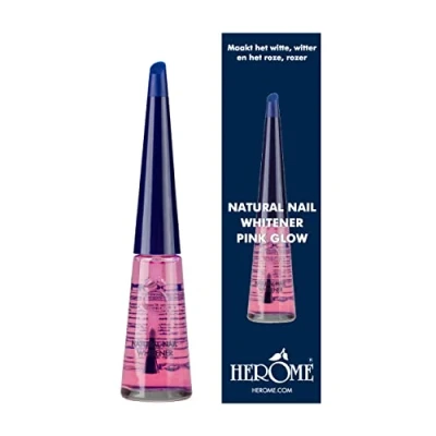 Bild av Herome Natural Nail Whitener Pink Glow (Klassiker) 10 ml. Framhäver den naturliga rosa färgen i nageln och nageltipparna upplevs vitare. (fransk manikyr på ett steg)