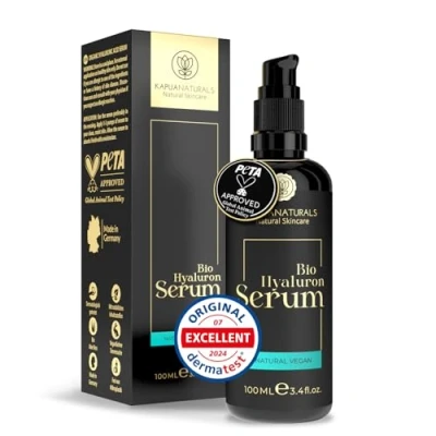Bild av Högdoserat Hyaluronsyraserum 100 ml + Vit E &amp; B5 7 faldigt Ansiktsserum ✓ 100% Veganskt Ekologiskt Anti Aging Koncentrat Rynk Serum Made in Germany