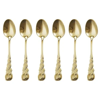Bild av GRÄWE® 6 stycken espressoskedar, rosendekoration, färg guld