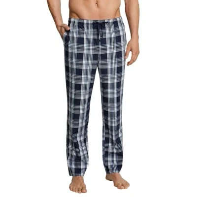 Bild av Schiesser långa sovbyxor för män, vävd mix + relax, pyjamasens underdel, Mörkblå gem._163842, 102 / LM
