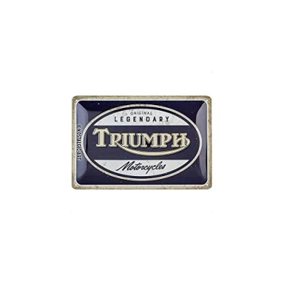Bild av Nostalgic Art Plåtskylt i retrostil, Triumph Legendary Motorcycles Presentidé för mc tillbehörsälskare, av metall, Deko vintagedesign, 20 x 30 cm