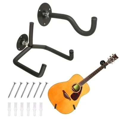 Bild av Yumzeco TTCR II väggmontering horisontell hängare, akustisk elektrisk klassisk gitarrkrokar vägghängare rackstativ, metallgitarrhållare väggfäste display för ukulele gitarr banjo