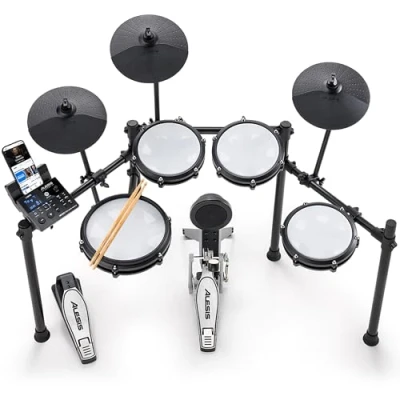 Bild av Alesis Nitro Max Kit elektriskt trumset med tysta mesh pads, 10&quot; dual zone snarr, Bluetooth, 440+ autentiska ljud, Drumeo, USB MIDI, kickpedal