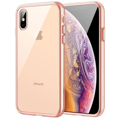Bild av JETech Skal för iPhone Xs Max 6,5 Tums, Stötsäker, Genomskinlig Stötfångare (Roséguld)