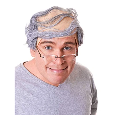 Bild av Realistisk skallig man vuxen peruk, 1 st. Perfekt tillbehör för fester, cosplay, läkare och sjuksköterskor, nunnor Vicars, trollkarlar världsbokens dag