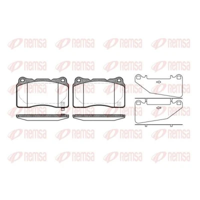 Bild av REMSA 0666.32 Jeu de plaquettes frein Essieu avant contact signal d&#039;usure inclus avec feuille collante accessoires