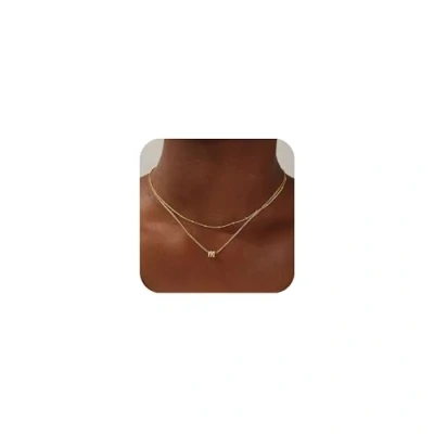 Bild av TINGN Damer lager kedja med bokstäver, 14K Guld guldpläterade personliga bokstäver AZ hänge liten initial choker monogram för kvinnor flickor smycken,