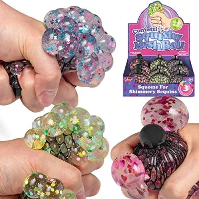 Bild av Tobar Konfetti squishy mesh boll leksak 1 färg skickas slumpmässigt