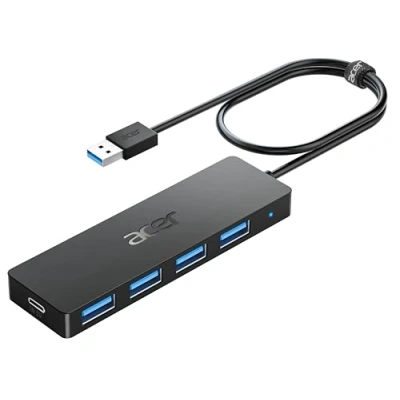 Bild av acer USB 3.0 hubb med 4 portar, multiportadapter kompatibel PC, MacBook Air, Mac Pro/Mini, iMac, Surface Pro, XPS, PS4, mobil hårddisk, minne etc. (60 cm)