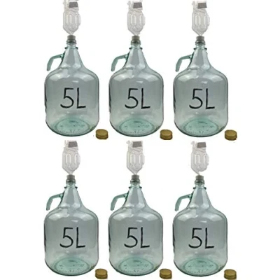 Bild av Okänd 6 x set 5 l flaska + propp jäsrör vinballong jäsballong glasflaska jäsbehållare