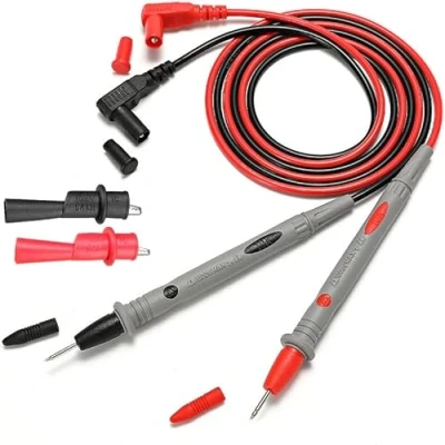 Bild av Retoo mätkablar med silikonisolerade för multimeter, svart och röd, multimeter kabel, testkabelset, förlängningskablar, elektroniska tillbehörsset, flexibla, tillbehör, 107 cm lång