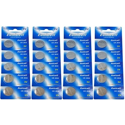 Bild av 20 x CR2032 3 V litium knappcell 210 mAh (4 blisterkort med 5 batterier) engångsmärkesvaror Eunicell