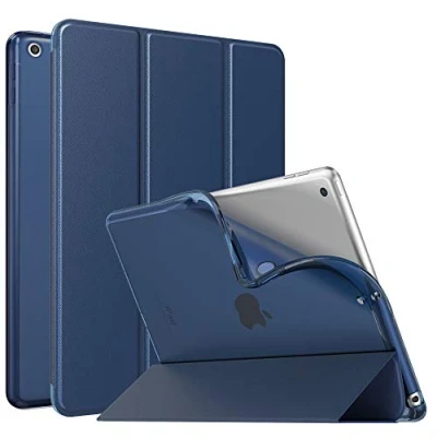 Bild av MoKo Case for New iPad 9th/8th/7th Gen (2021/2020/2019), Soft TPU Translucent Frosted Back Cover Slim Shell Protective with Stand 10.2 inch,Auto Wake/Sleep,Navy Blue