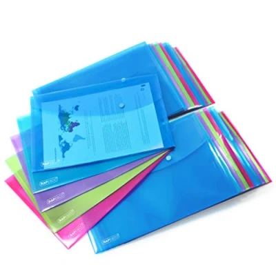 Bild av Rapesco 1495 Kuvertmapp, A4+/Foolscap, Blandade Transparenta Färger, 20 Pack