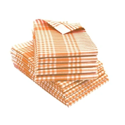Bild av ZOLLNER Uppsättning av 10 diskhanddukar bomull i 50 x 70 cm absorberande och robusta kökshanddukar tvättbara upp till 60 C orange vit gastronomikvalitet Oeko Tex® certifierad