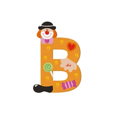 Bild av Sevi 81738 B ca. 10 cm, dörr barnrum, ABC trä pedagogisk leksak för barn i åldern 3+, bokstav clowner blandade, orange/grön, tryck, x 7,5 cm