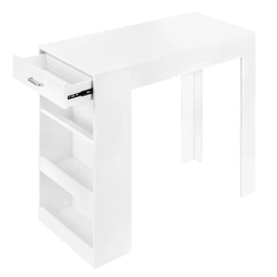 Bild av WOLTU Ståbord barbord bistrobord, med 1 låda, 3 hyllor, vinhylla, köksbord för bar, kök, vardagsrum, matsal, 100 x 50 cm, vit, BT47ws