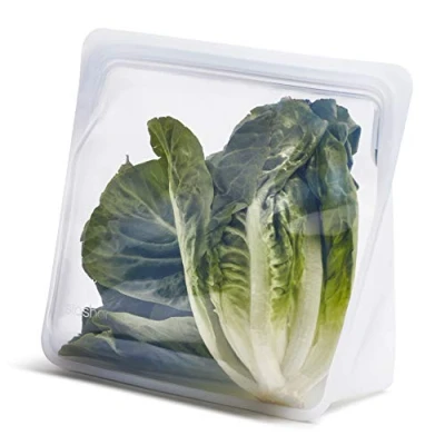 Bild av stasher Silikonpåse för mat, Stand Up Bag Mega (transparent) återanvändbar fryspåse tvättbar blixtlåspåse 24,1 x 27,9 3,8 cm/3 l