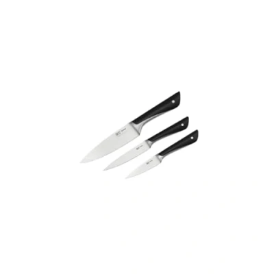 Bild av Jamie Oliver by Tefal K267S3 3 delat knivset kockkniv universalkniv skalkniv hög skärprestanda distinkt design resistenta blad rostfritt stål/svart
