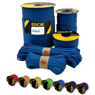 Bild av EdcX Paracord 4 mm, 35+ solida färger (15m, 30m, 50m, 100m, 300m) Idealisk för hantverk, gör det själv, camping 100% nylonrep 4mm Tactical Cord 550 Typ III