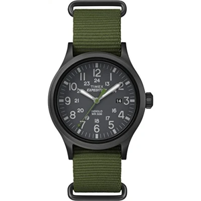 Bild av Timex Expedition scout nylonrem herrklocka, Grön slip thru, Mens Standard, nylon on thru rem