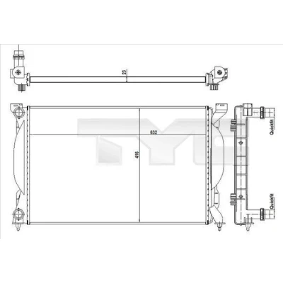 Bild av TYC 702 0012 R Radiateur du moteur pour véhicules avec système de climatisation 632 416 23 boîte vitesses manuelle ailettes jointes mécaniquement