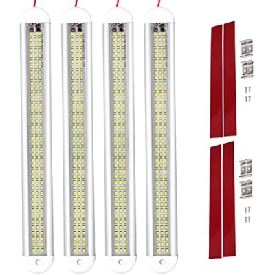 Bild av Intckwan (4 stycken) 120 LED bil interiörbelysning, 12 volt lampa husbil, V list med strömbrytare och 2 förlängningskablar, för bil, skåpbil, husvagn, båt, kök, badrum, bar,