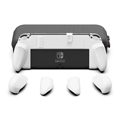 Bild av Skull &amp; Co. Neo Grepppaket: Ett ergonomiskt grepp hårt skal med utbytbara [passar alla händerstorlekar] för Nintendo Switch OLED och vanlig modell [med bärväska] vit