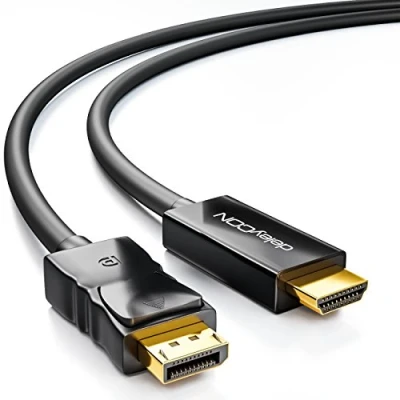 Bild av deleyCON 2m DisplayPort till HDMI Kabel High Speed 4K UHD FullHD 1080p 3D HDCP Ljudöverföring DP Kontakt Adapterkabel Svart