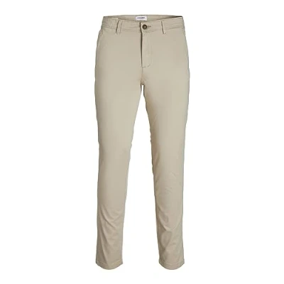 Bild av Herr JACK &amp; JONES Chino Byxor Stretch Konisk Passform Slim Fit Look JPSTMARCO JJBOWIE., Color:Beige, Pant Size:33W / 34L, Benlängd:L34
