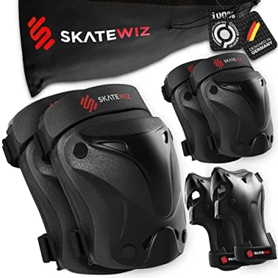 Bild av SKATEWIZ Protect 1 storlek S i svart barnskyddssatser barnrullskridskor knäskydd för barn skydd skateboard