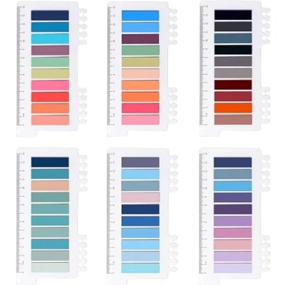 Bild av 1 200 stycken handstygnsmarkörer, bokmärken, Brencco präglade, färgglada, självhäftande sidmarkörer, klibbiga anteckningar, flikar för läsning/märkning/studie