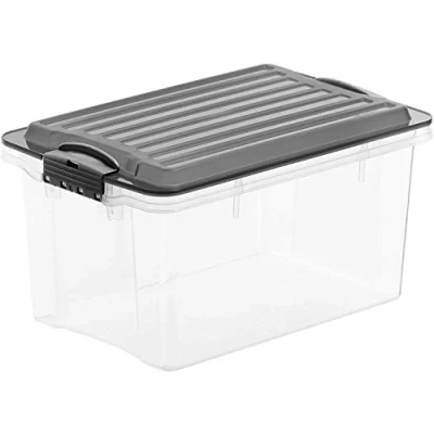 Bild av Rotho, Kompakt, förvaringslåda 4,5 l med lock A5, plast (PP) BPA fri, grå/transparent, A5/45 (27,0 x 18,5 15,0 cm)