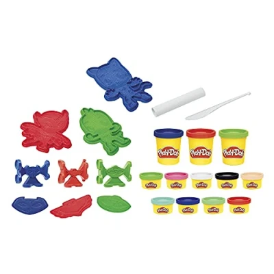 Bild av Play Doh Pyjamashjältarna lera, kreativ leksak för barn från 3 år med 12 burkar leklera