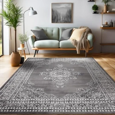 Bild av Kort lugg matta, orientalisk design, Matta Grå, 120 x 170 cm, Mattor i stil, Vardagsmatta
