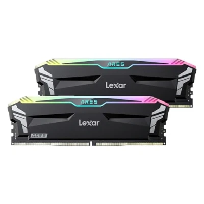 Bild av Lexar ARES RGB DDR5 RAM 32GB Kit (16GB x 2) 6000MHz, CL30 36 68 DRAM 288 pin UDIMM Desktop Memory, PC Gaming Datorminne Stöder XMP 3.0/AMD EXPO, 1.35V (LD5BU016G R6000GDLA)