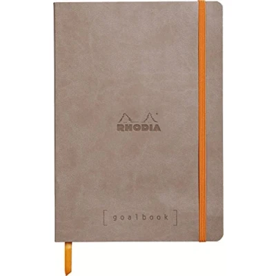 Bild av Rhodia 117764C Anteckningsbok Goalbook (DIN A5, 14,8 x 21 cm, rutig, praktisk och trendig, med mjukt lock, 90 g, elfenbensfärgat papper, 120 ark, elastiskt band, bokmärken) 1 st, mullvadsgrå