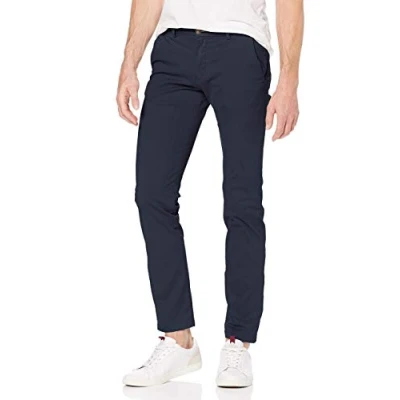 Bild av Bugatti Chino modern passform fritidsbyxor lång stretch bomull, Blå (Navy 380), 31W / 32L