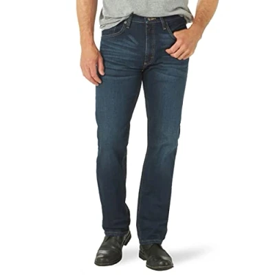 Bild av Wrangler herr fri stretchjustering, normal passform jeans, Svärtad indigo, 40W x 29L