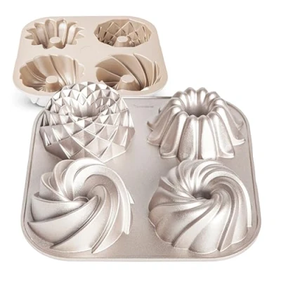 Bild av Erreke Non stick tårtform, gjuten aluminiumtårtform, form för bakverk i roséguld, 4 muffins, Tetrad