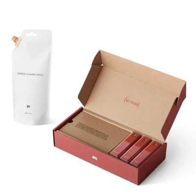 Bild av am Skärmrenare Set 3 pack 200 ml Efterfyllning Allt i ett för Bil, Smartphone, Tabletter Mobilreningsset med Skärmreningsdukar och Spray ((PRODUKT) röd)
