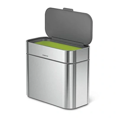 Bild av simplehuman CW1645 4 liter, kompost caddy, komposterhink för kök med lock, borstat stål, 5 års garanti