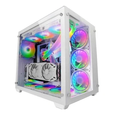 Bild av Mars Gaming MCV3 Vit, Anpassad XXL E ATX Tower, främre och sida härdat glasfönster, dubbel kammare modulär ram