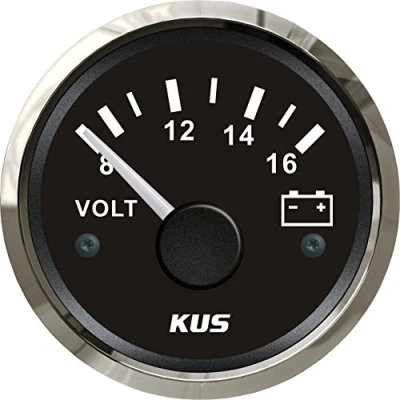 Bild av KUS vattentät spänningsmätare 12 V/8 16 V 52 mm med bakgrundsbelysning