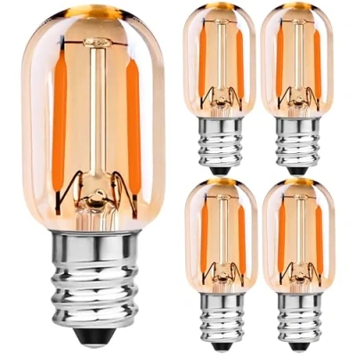 Bild av Century Light 1W E14 LED filament kandelaberlampor (bärnstensglas), T22 vintage Edison SES liten skruv rörformad nattglödlampa, mini ultra varm vit 2200K, 10 watt ekvivalent, 100 lumen, förpackning